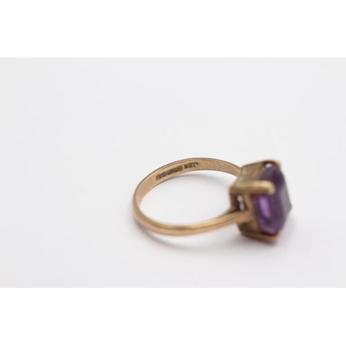 106 - 9ct Gold Amethyst Single Stone Ring (3g) Size  M 1/2