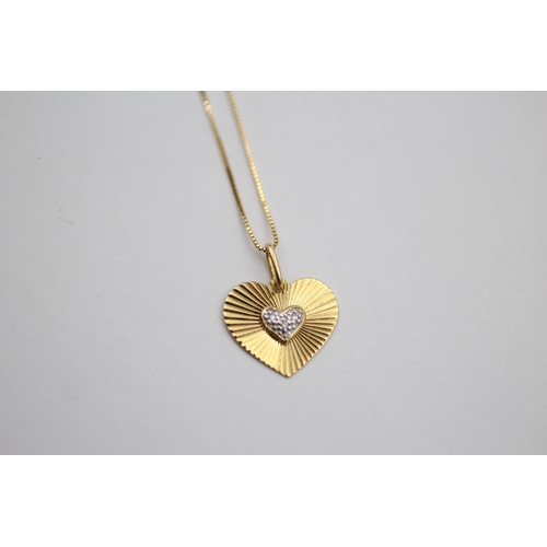 116 - 18ct Gold Diamond Heart Pendant Necklace (2g)