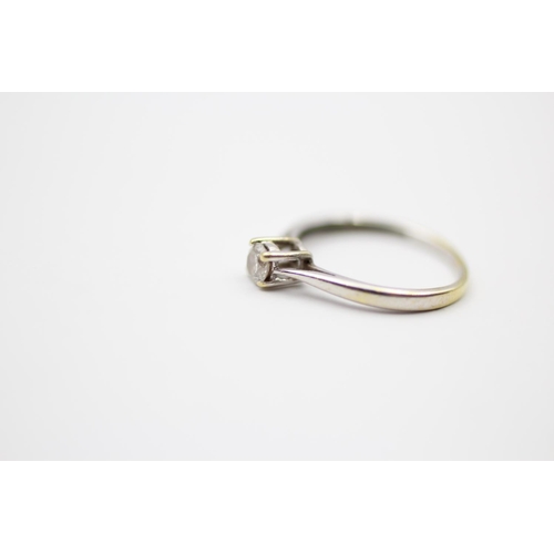 135 - 18ct White Gold Round Brilliant Cut Diamond Single Stone Ring (1.8g) Size  M