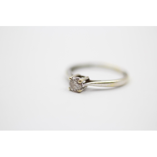 135 - 18ct White Gold Round Brilliant Cut Diamond Single Stone Ring (1.8g) Size  M