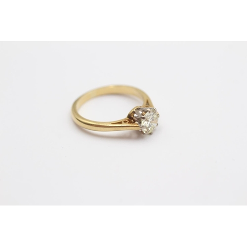 142 - 18ct Gold Round Brilliant Cut Diamond Single Stone Ring (2.7g) Size  I
