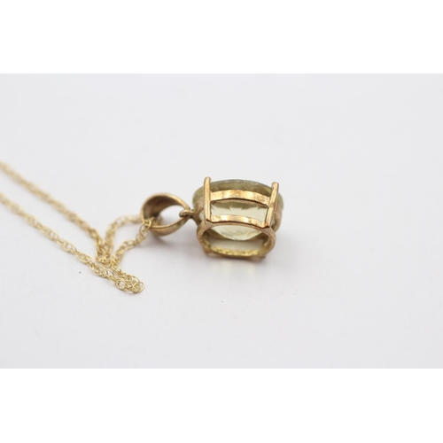 145 - 9ct Gold Citrine Pendant Necklace (2g)