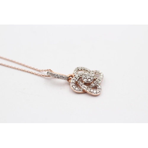 152 - 9ct Gold Diamond Pendant Necklace (1.4g)