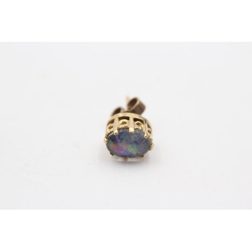 155 - 9ct Gold Opal Triplet Stud Earrings (2.1g)