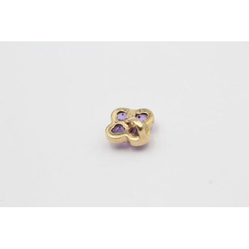 169 - 2 X 9ct Gold Amethyst And Diamond Set Matching Pendant And Earring Set (2.2g)