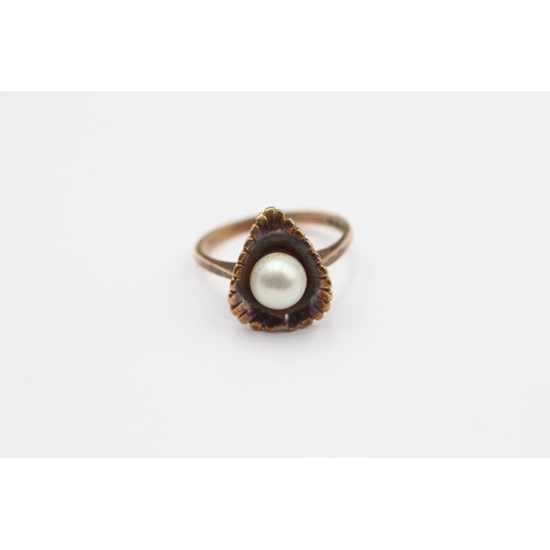 36 - 9ct Gold Cultured Pearl Single Stone Ring (3.4g) Size  N