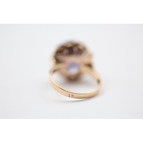 5 - 14ct Gold Synthetic Colour Change Sapphire Single Stone Ring (5.4g) Size  M 1/2