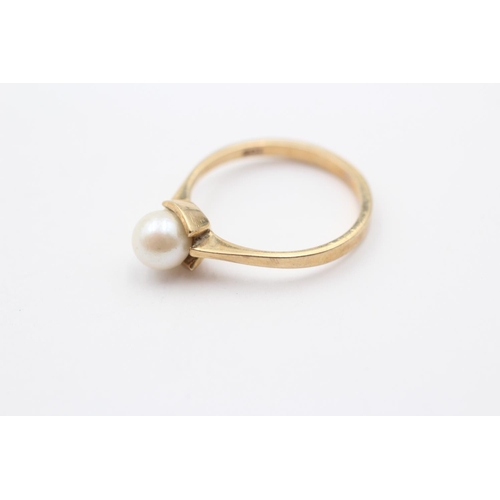 58 - 9ct Gold Cultured Pearl Single Stone Ring (2.2g) Size  O