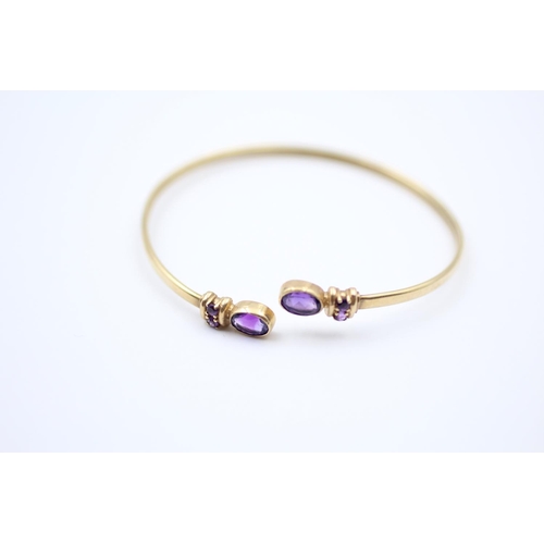 94 - 9ct Gold Amethyst Cuff Bangle (8.2g)