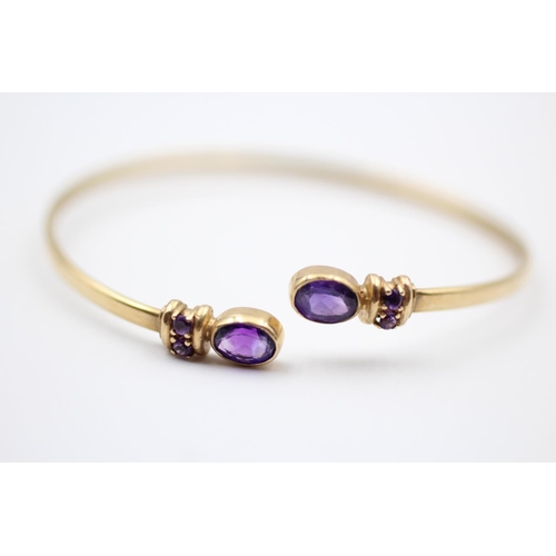 94 - 9ct Gold Amethyst Cuff Bangle (8.2g)