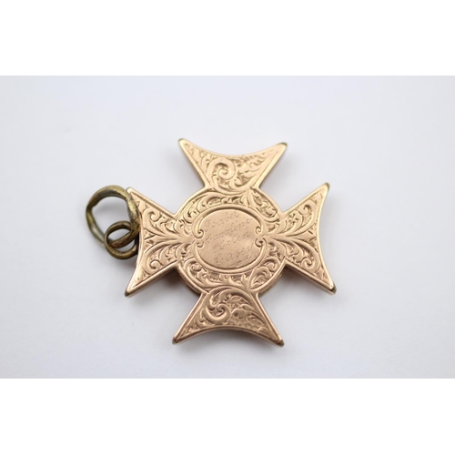 95 - 9ct Gold Antique Maltese Cross Locket Pendant (5.4g)