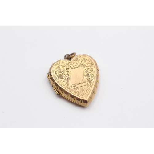 99 - 9ct Gold Antique Heart Locket Pendant (2.1g)