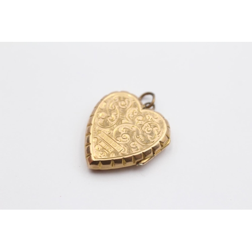 99 - 9ct Gold Antique Heart Locket Pendant (2.1g)