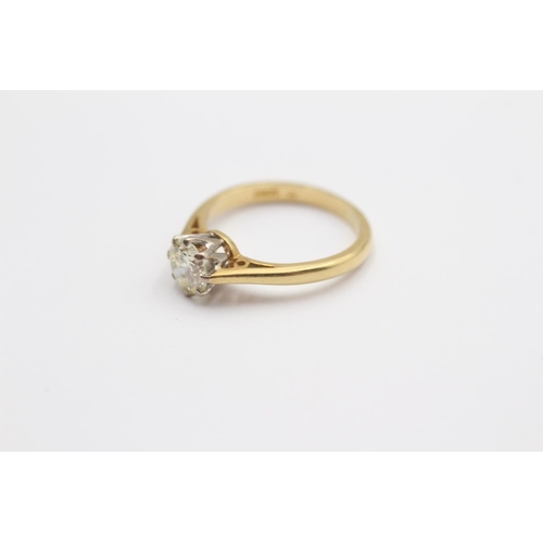142 - 18ct Gold Round Brilliant Cut Diamond Single Stone Ring (2.7g) Size  I