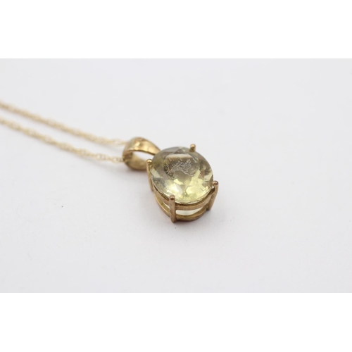 145 - 9ct Gold Citrine Pendant Necklace (2g)