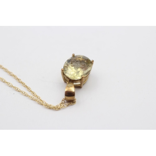 145 - 9ct Gold Citrine Pendant Necklace (2g)
