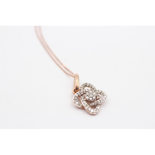152 - 9ct Gold Diamond Pendant Necklace (1.4g)