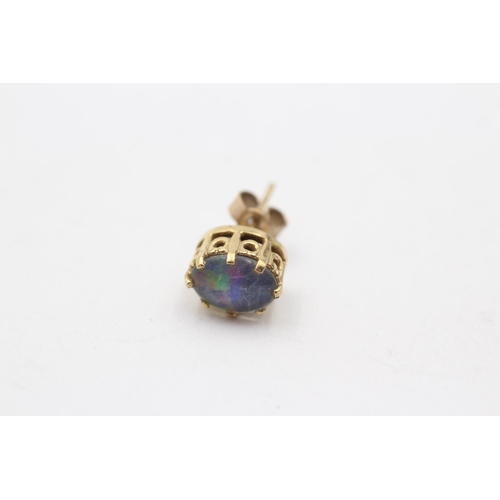 155 - 9ct Gold Opal Triplet Stud Earrings (2.1g)