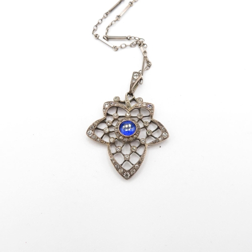 181 - An Edwardian Silver Paste Set Pendant Necklace (14g)
