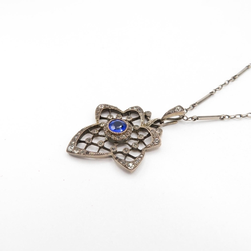 181 - An Edwardian Silver Paste Set Pendant Necklace (14g)