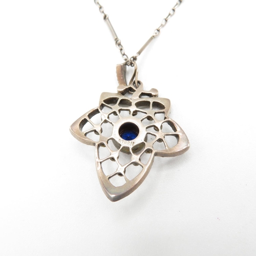 181 - An Edwardian Silver Paste Set Pendant Necklace (14g)