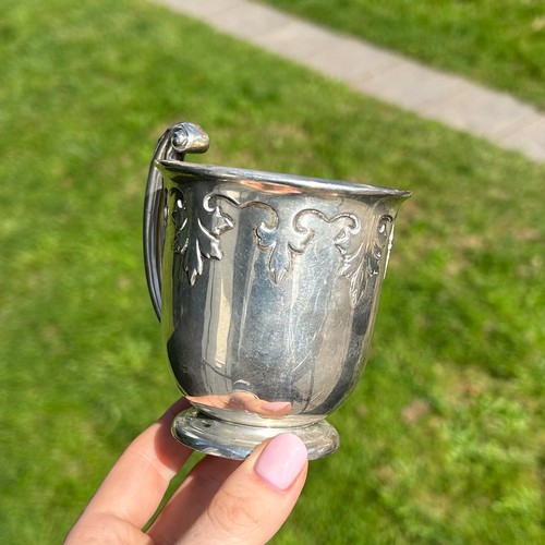 287 - Antique Arts & Crafts 1911 Birmingham STERLING SILVER Christening Cup (183g)