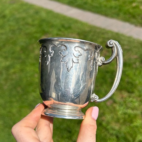 287 - Antique Arts & Crafts 1911 Birmingham STERLING SILVER Christening Cup (183g)