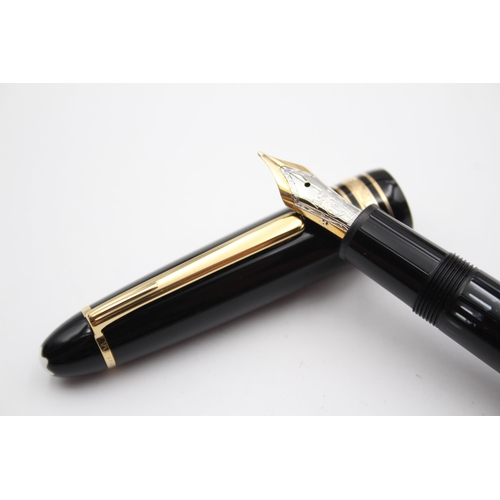 320 - MONTBLANC Meisterstuck Black FOUNTAIN PEN w/ 14ct White Gold Nib WRITING