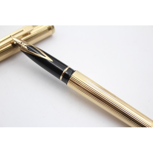 323 - Vintage SHEAFFER Targa Gold Plated FOUNTAIN PEN w/ 14ct Gold Nib WRITING Boxed