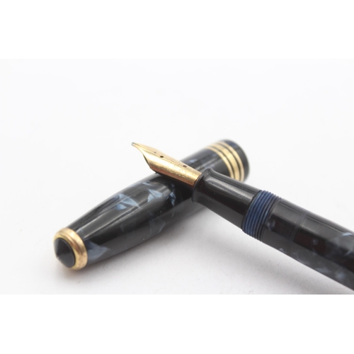 333 - Vintage CONWAY STEWART 58 Navy FOUNTAIN PEN w/ 14ct Gold Nib WRITING