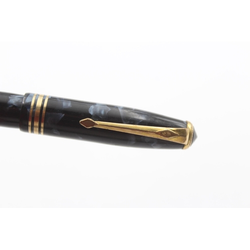 333 - Vintage CONWAY STEWART 58 Navy FOUNTAIN PEN w/ 14ct Gold Nib WRITING