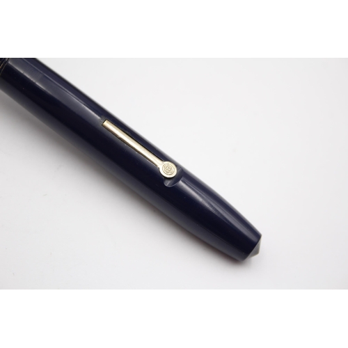 339 - Vintage CONWAY STEWART 15 Navy FOUNTAIN PEN w/ 14ct Gold Nib WRITING Boxed