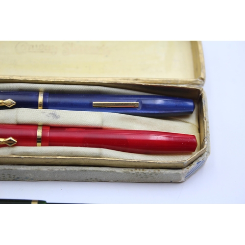 340 - 4 x Vintage CONWAY STEWART Dinkie Fountain Pens w/ 14ct Gold Nibs WRITING