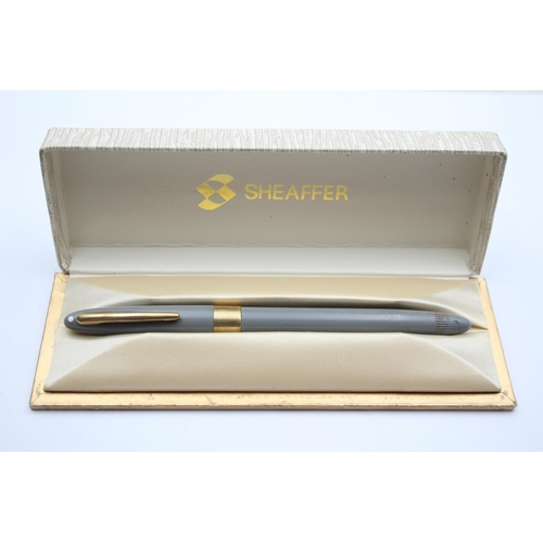 347 - Vintage SHEAFFER Snorkel Grey FOUNTAIN PEN w/ 14ct Gold Nib WRITING