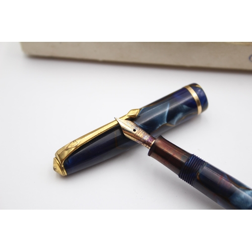 349 - Vintage CONWAY STEWART 12 Navy Fountain Pen w/ 14ct Gold Nib WRITING Boxed