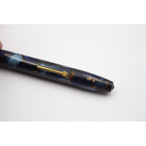 349 - Vintage CONWAY STEWART 12 Navy Fountain Pen w/ 14ct Gold Nib WRITING Boxed