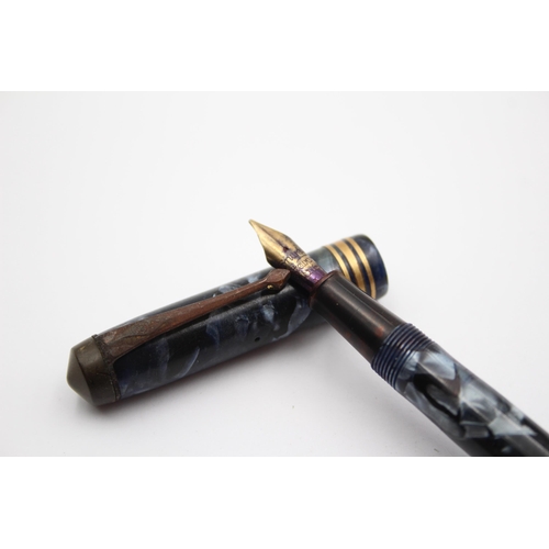 350 - Vintage CONWAY STEWART 353 Navy Fountain Pen w/ 14ct Gold Nib WRITING