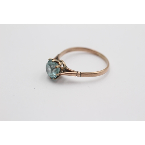 39 - 9ct Rose Gold Antique Blue Zircon Set Solitaire Ring (2g) Size Q