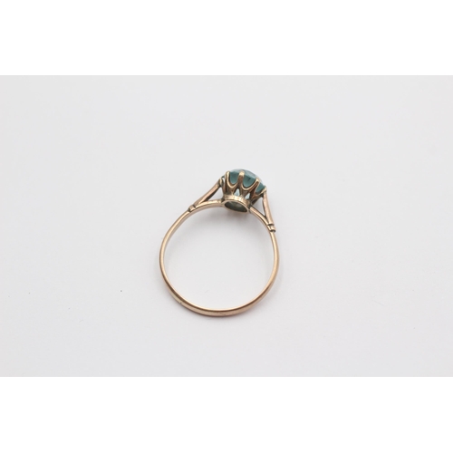 39 - 9ct Rose Gold Antique Blue Zircon Set Solitaire Ring (2g) Size Q