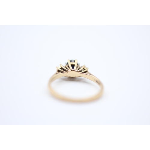 59 - 9ct Gold Sapphire & Diamond Trilogy Cathedral Setting Ring (2.3g) Size P