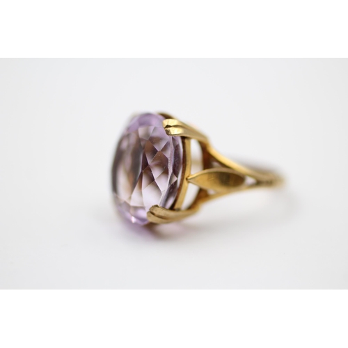 66 - 9ct Gold Vintage Amethyst Cocktail Ring (6.9g) Size M