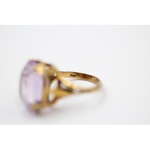 66 - 9ct Gold Vintage Amethyst Cocktail Ring (6.9g) Size M