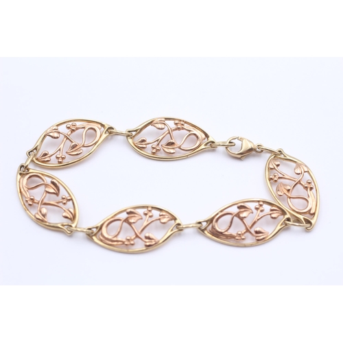 68 - 9ct Gold Yellow & Rose Gold Floral Bracelet By Clogau (12.2g)