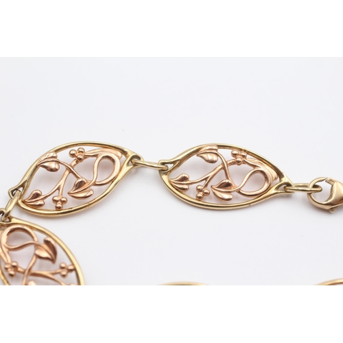 68 - 9ct Gold Yellow & Rose Gold Floral Bracelet By Clogau (12.2g)