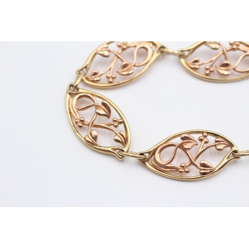 68 - 9ct Gold Yellow & Rose Gold Floral Bracelet By Clogau (12.2g)