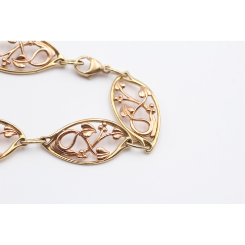 68 - 9ct Gold Yellow & Rose Gold Floral Bracelet By Clogau (12.2g)