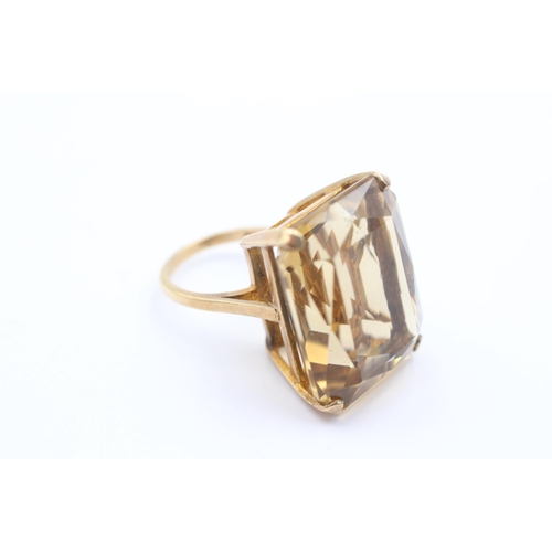 76 - 9ct Gold Citrine Single Stone Cocktail Ring (14.9g) Size L