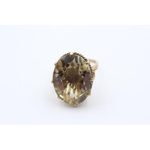 78 - 9ct Gold Citrine Single Stone Cocktail Ring (8g) Size N+1/2