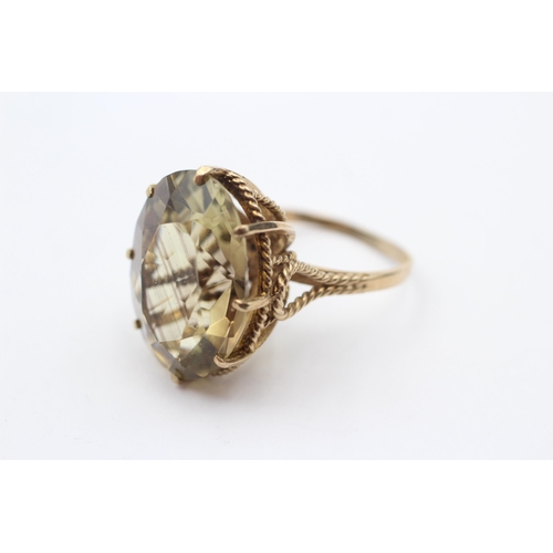 78 - 9ct Gold Citrine Single Stone Cocktail Ring (8g) Size N+1/2