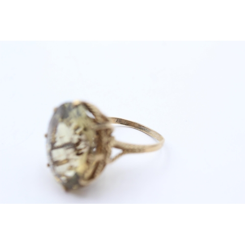 78 - 9ct Gold Citrine Single Stone Cocktail Ring (8g) Size N+1/2